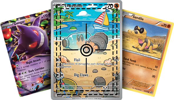 A close-up of a Pokémon card being graded for condition